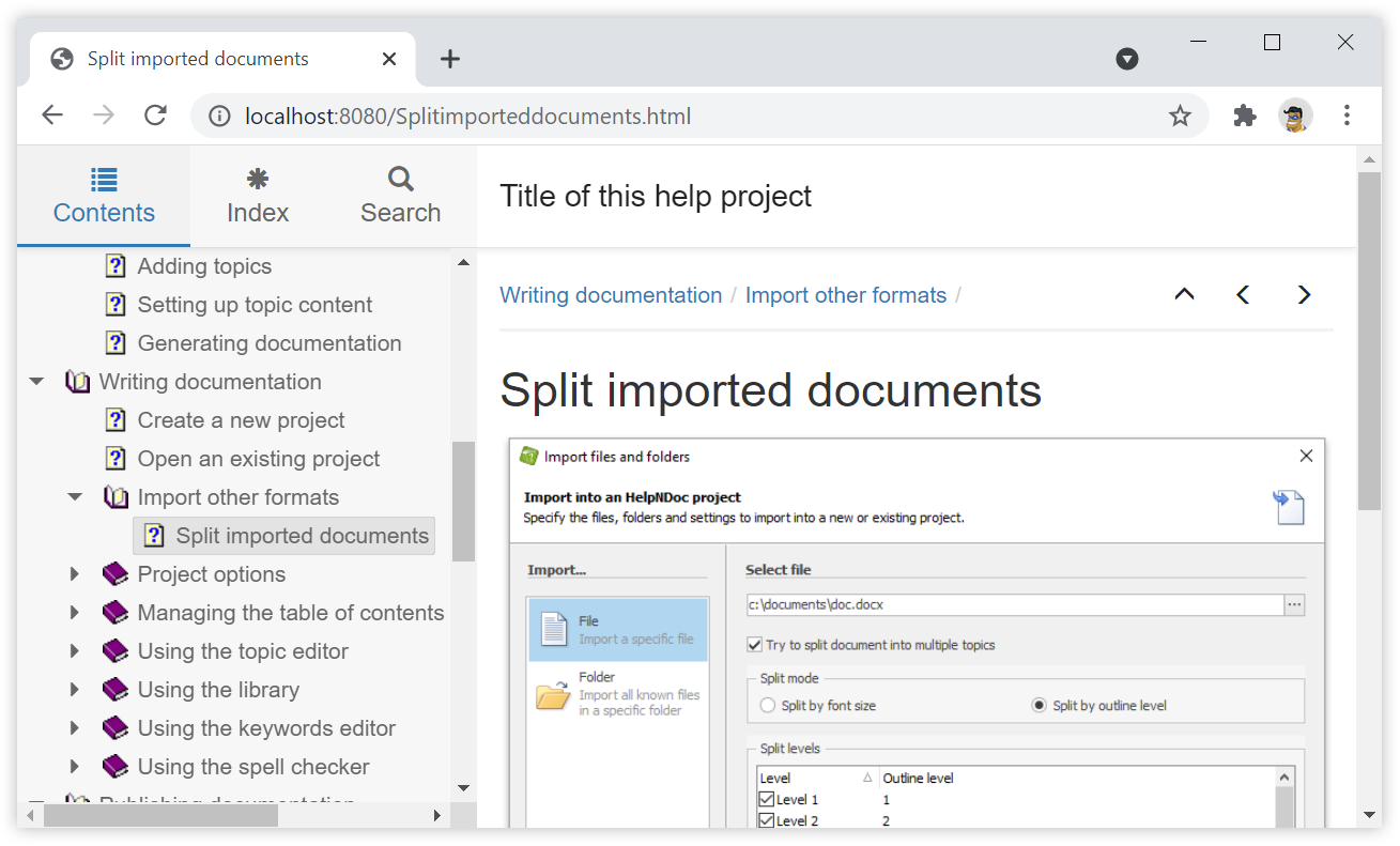 helpndoc html documentation export