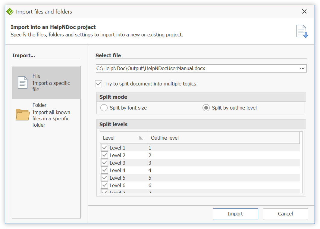 Importer un document Word DocX