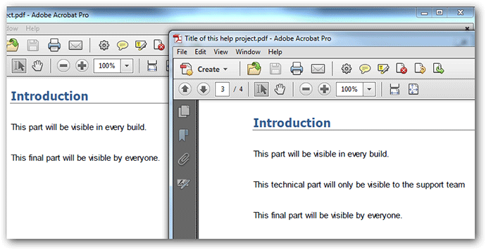 Différences entre les constructions PDF générées