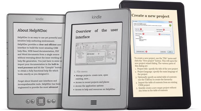 Fonctionnalités HelpNDoc - Créer des eBooks pour le Kindle d