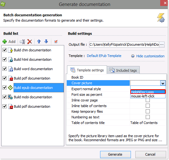 exclude table of contents helpndoc