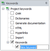 Edit child keyword caption