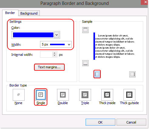 Border settings