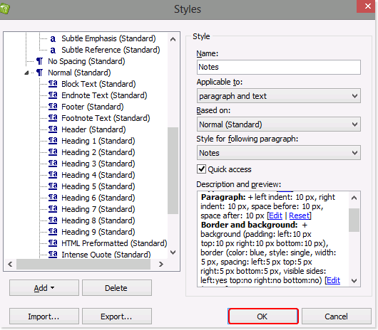 bibledit change style settings