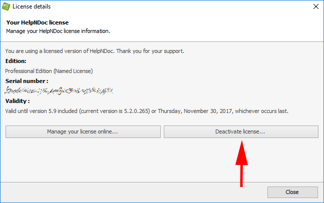 Cómo desactivar una licencia nominal de HelpNDoc
