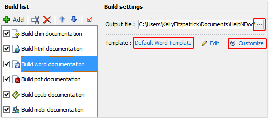 Comment définir les paramètres des constructions dans HelpNDoc