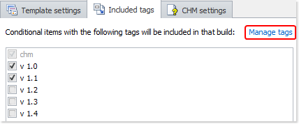 Manage included build tags