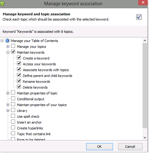 Manage keyword and topic association