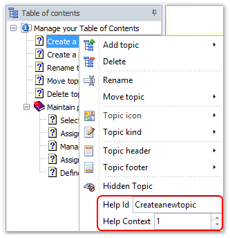 exclude table of contents helpndoc