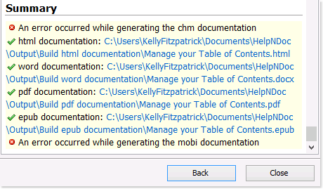 Resumen del proceso de generación de documentación